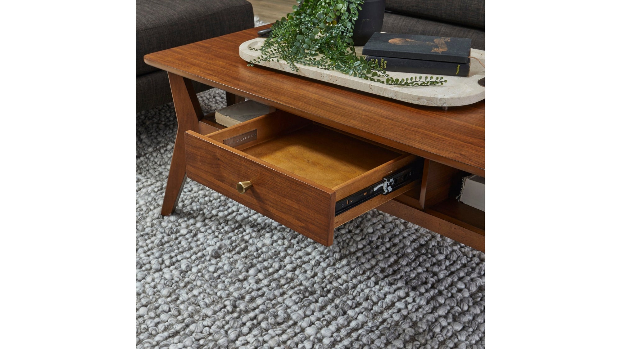 Ludwig - Occasional Rectangular Coffee Table With Drawer - Dark Brown