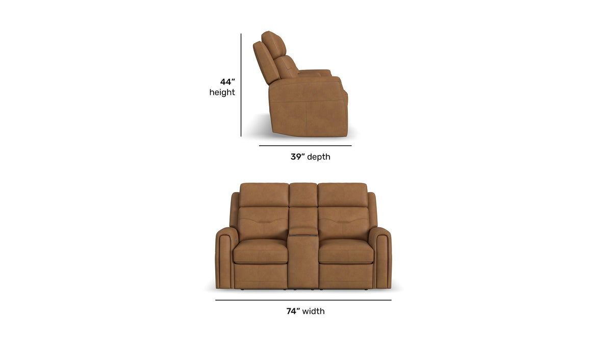 Felix - Power Reclining Loveseat With Console, Power Headrest, Lumbar, Heat &amp; Massage