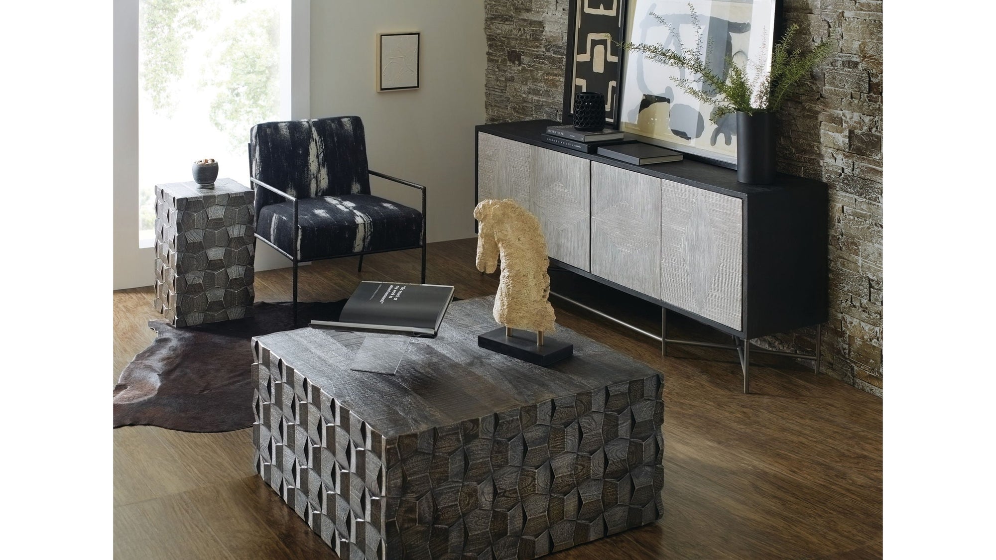 Commerce And Market - Chiseling Cocktail Table - Dark Gray