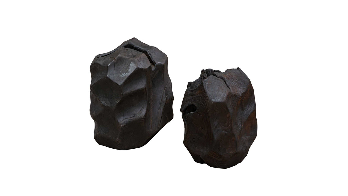 Ember Root - Teak Sculpture (Set of 2) - Black
