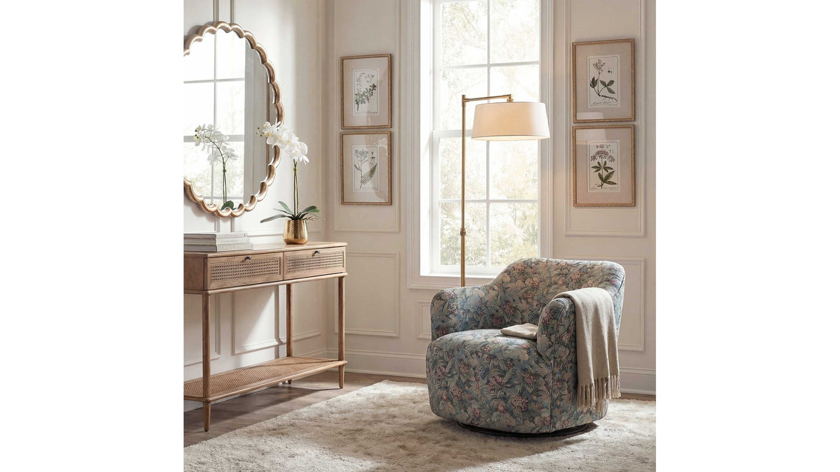 Ansel - Tapestry Swivel Chair - Green
