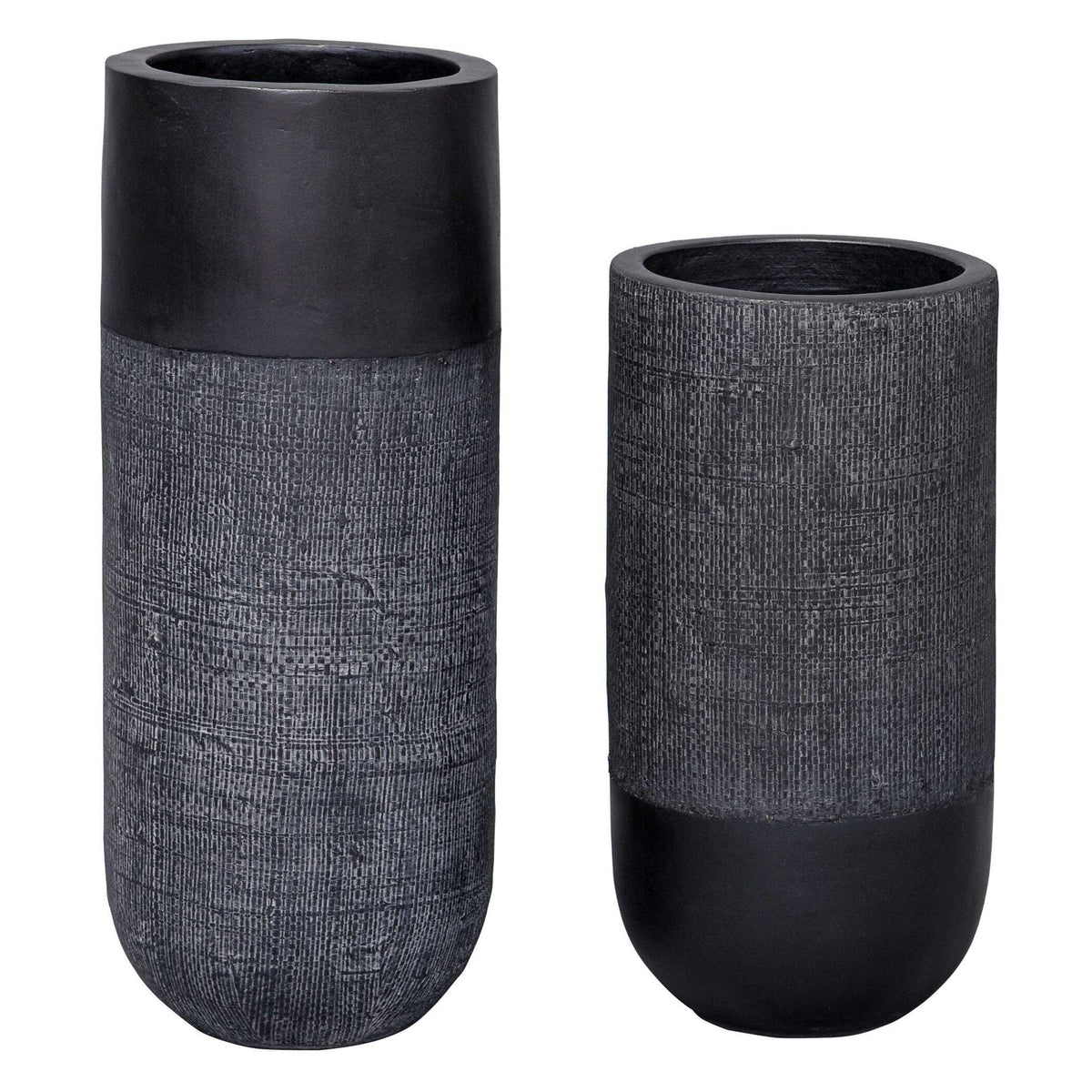 Woven - Shadow Vases (Set of 2) - Black