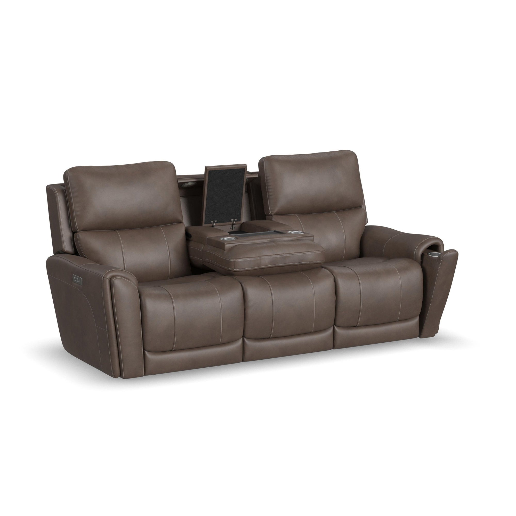 Carter - Power Reclining Sofa With Console &amp; Power Headrests &amp; Lumbar - Cappuccino