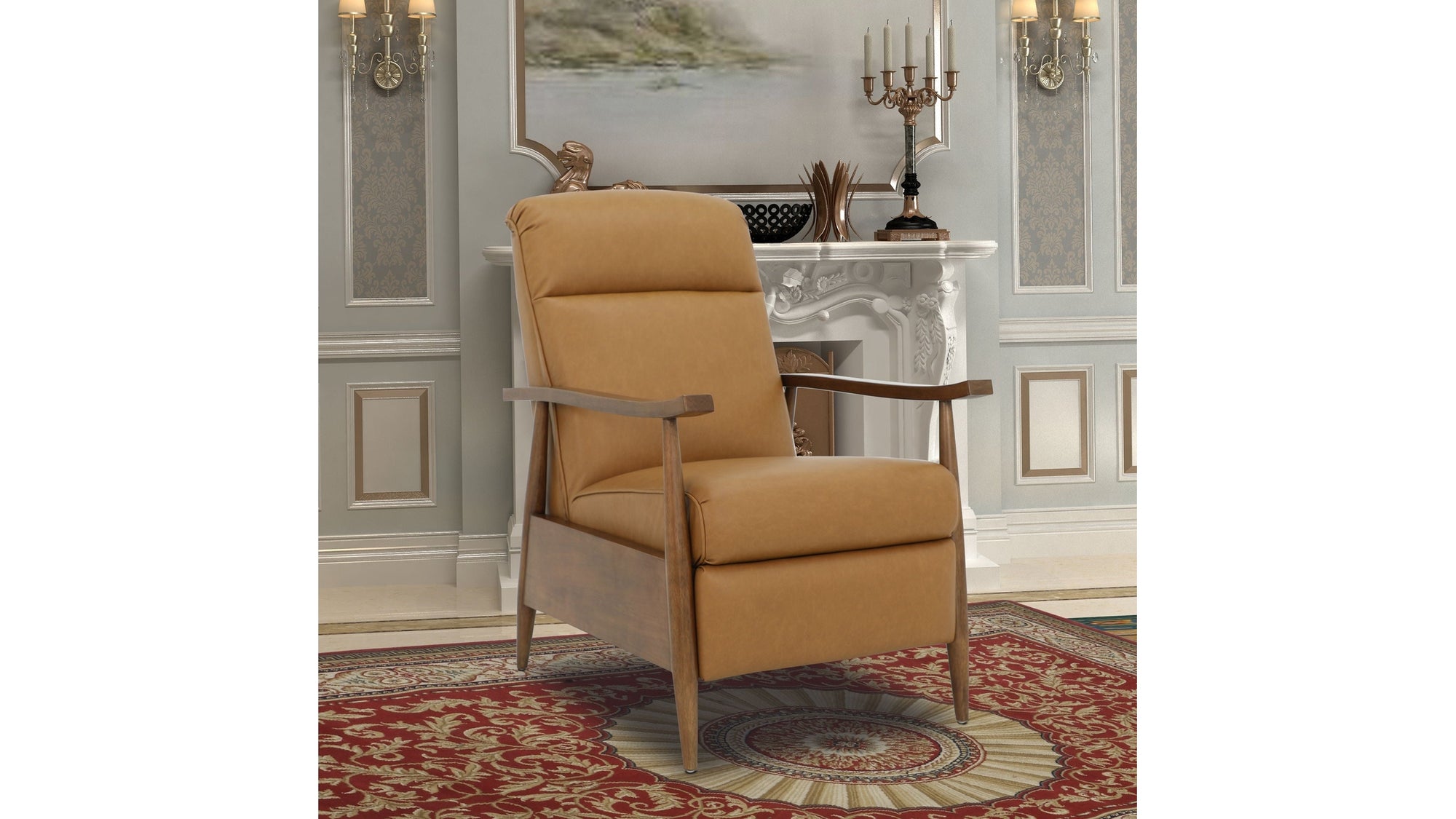 Hampton B - Recliner Push Thru The Arms - Santa Fe-Brandy