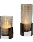 Fluted Fire - Cylinder Candleholders (Set of 2) - Bronze