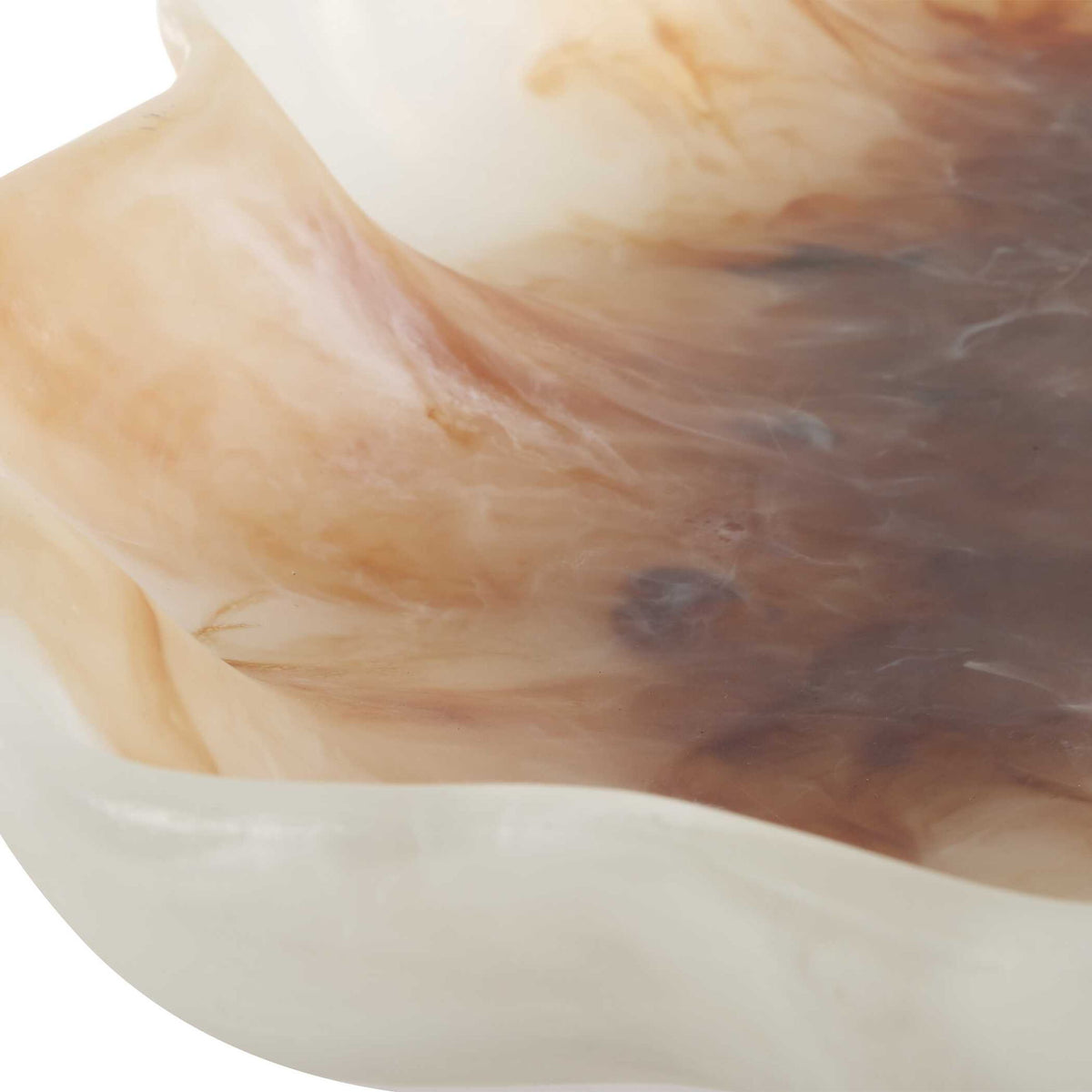 Organic Elegance - Wavy Oval Bowl - Brown / White