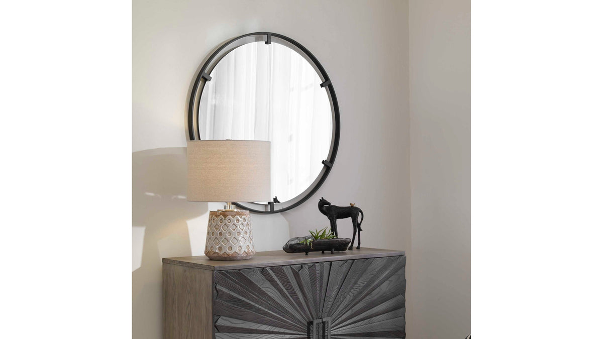 Cashel - Round Iron Mirror - Black