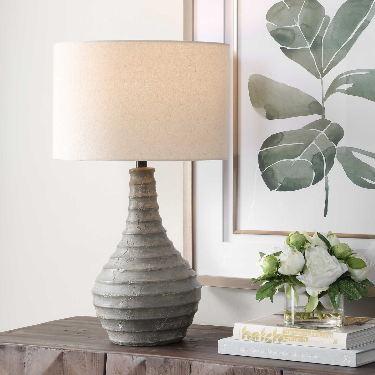 Stratum - Rustic Outdoor Table Lamp - Gray