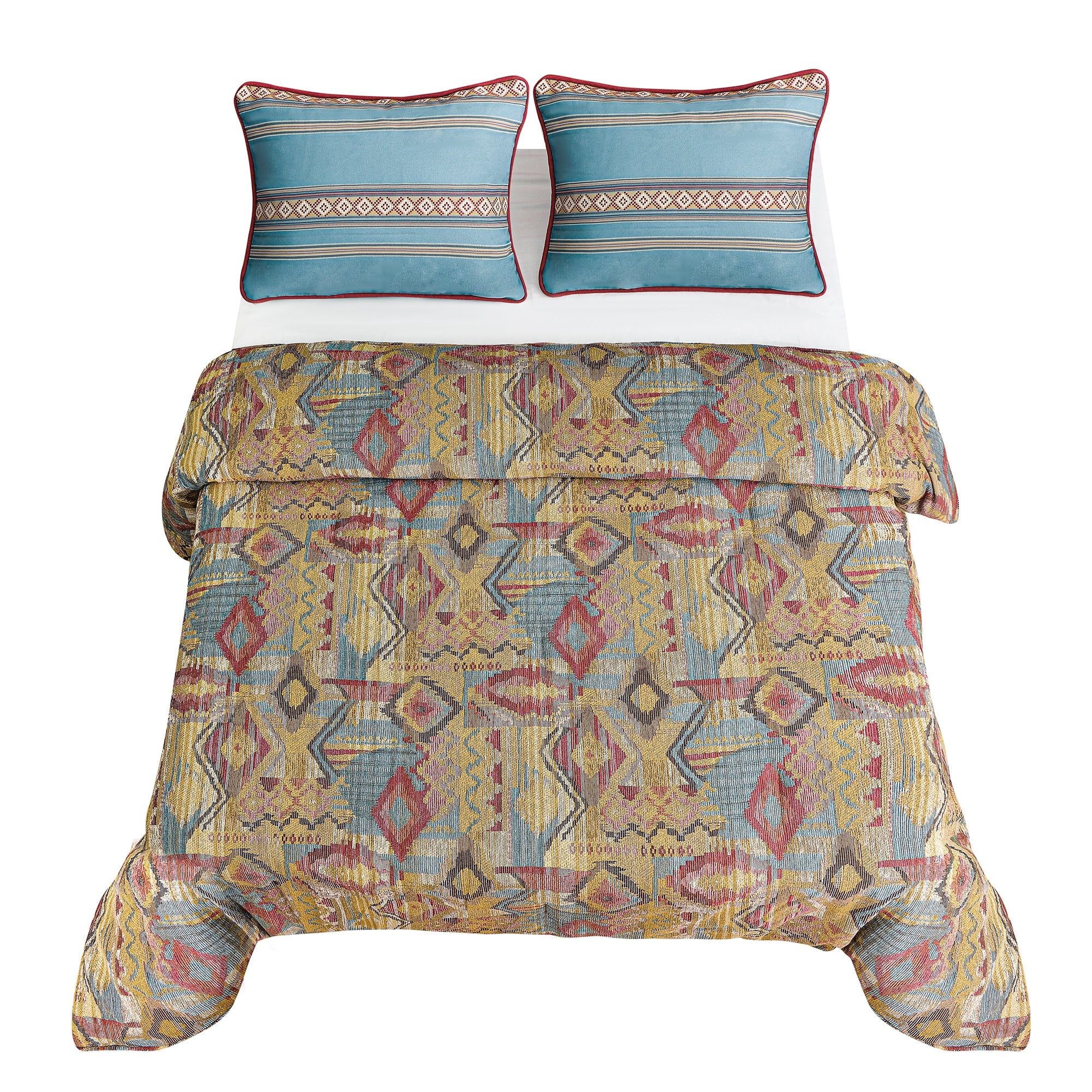 Ruidoso - Full Comforter Set (Set of 4) - Gold / Red / Blue