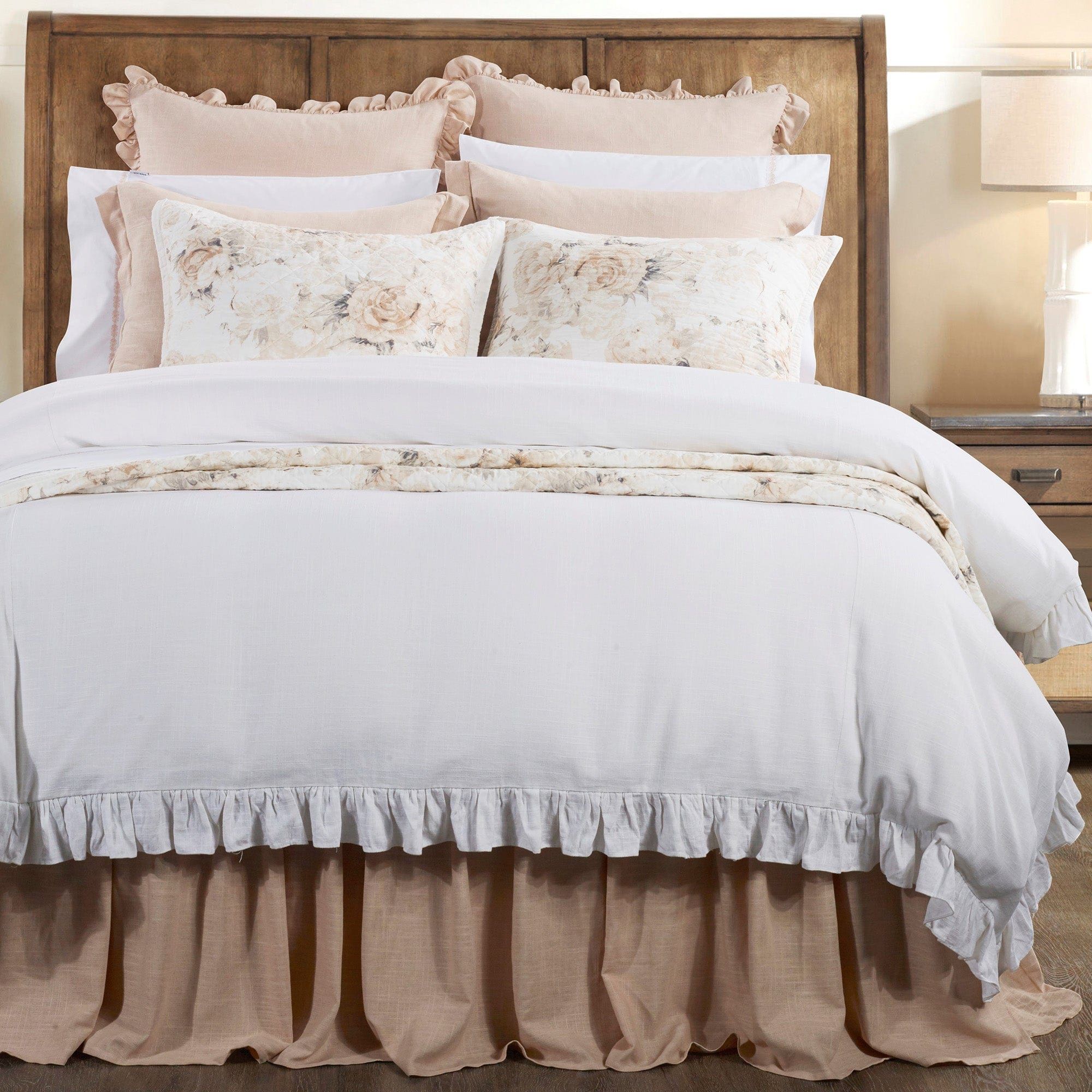 Lily - Queen Washed Linen Duvet Cover Set (Set of 3) - White
