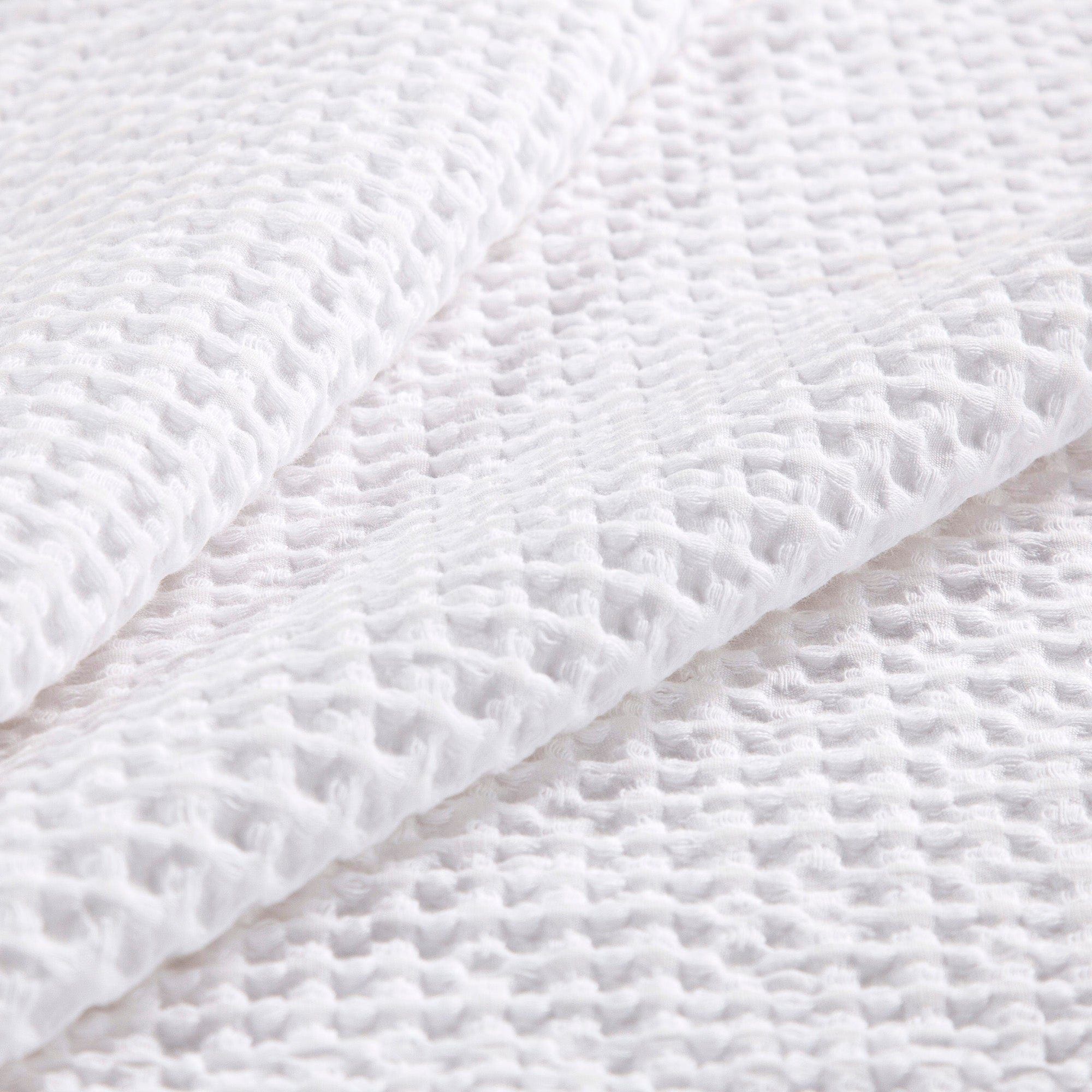 Stonewashed Cotton Waffle Weave - Queen Duvet Cover Set (Set of 3) - White