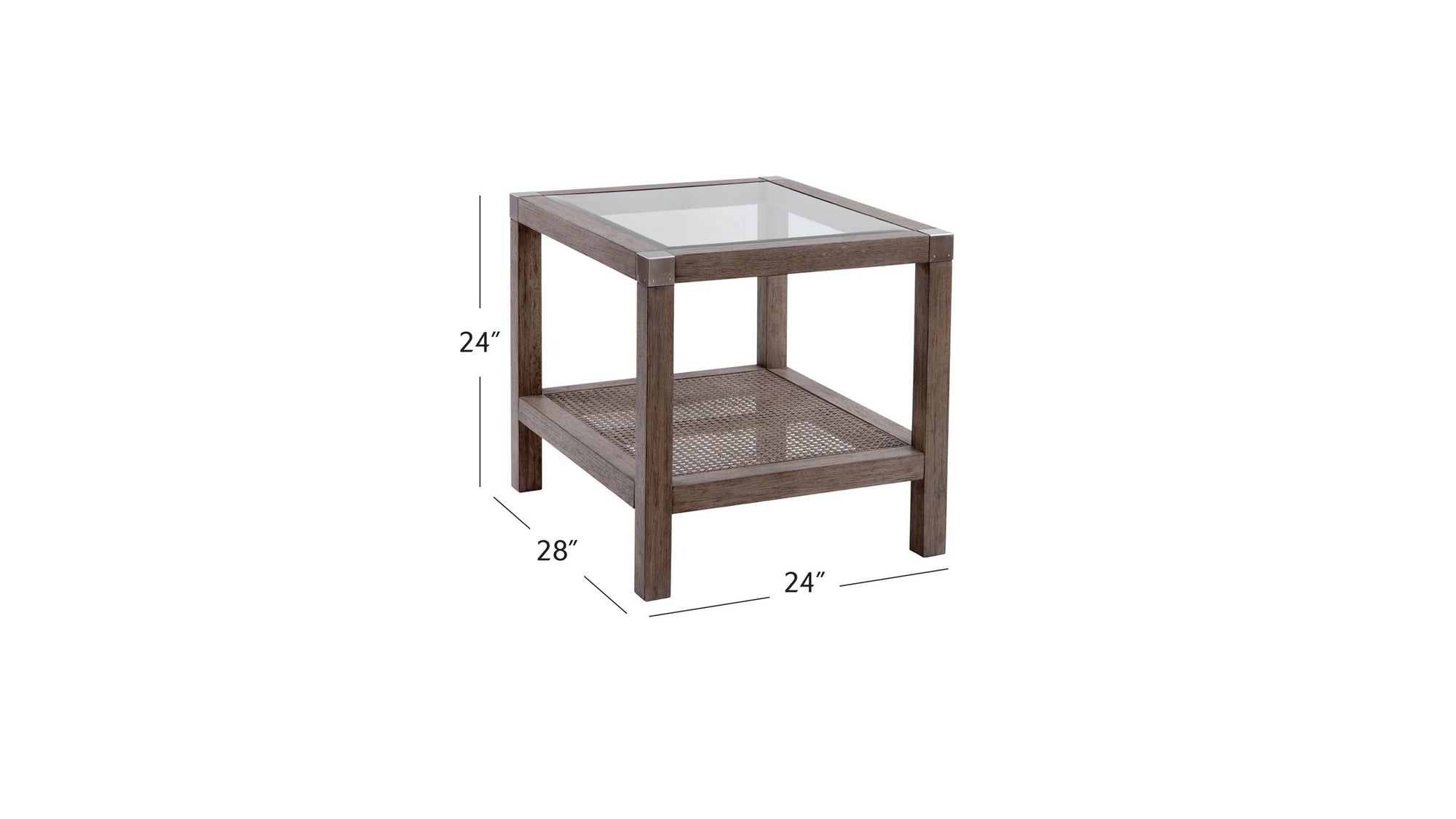 Calum - End Table - Driftwood Gray / Cane / Brushed Nickel