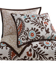 Rebecca - Twin Paisley Reversible Quilt Set (Set of 2) - Turquoise / Brown