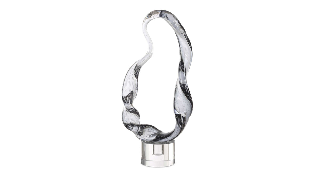 Luminous Twist - Glass Sculpture - Black / White