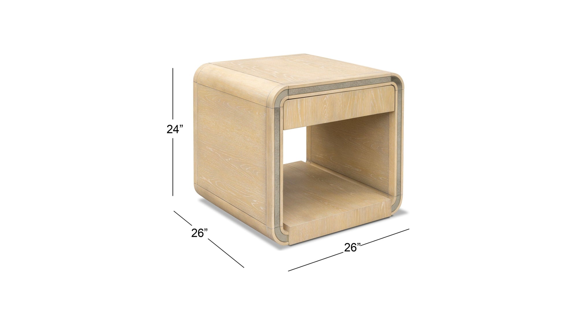 Damone - End Table - Cerused White Oak