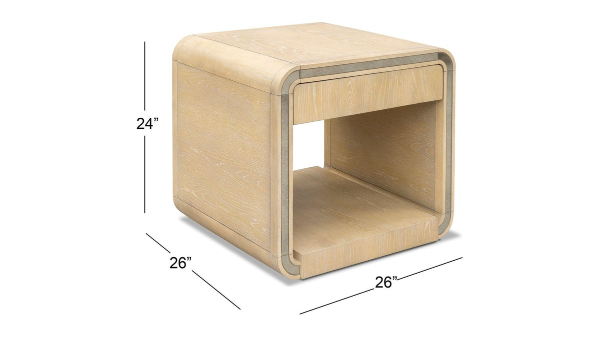 Damone - End Table - Cerused White Oak