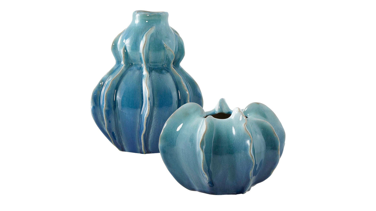 Ocean Wave - Outdoor Glazed Vases (Set of 2) - Blue / Green