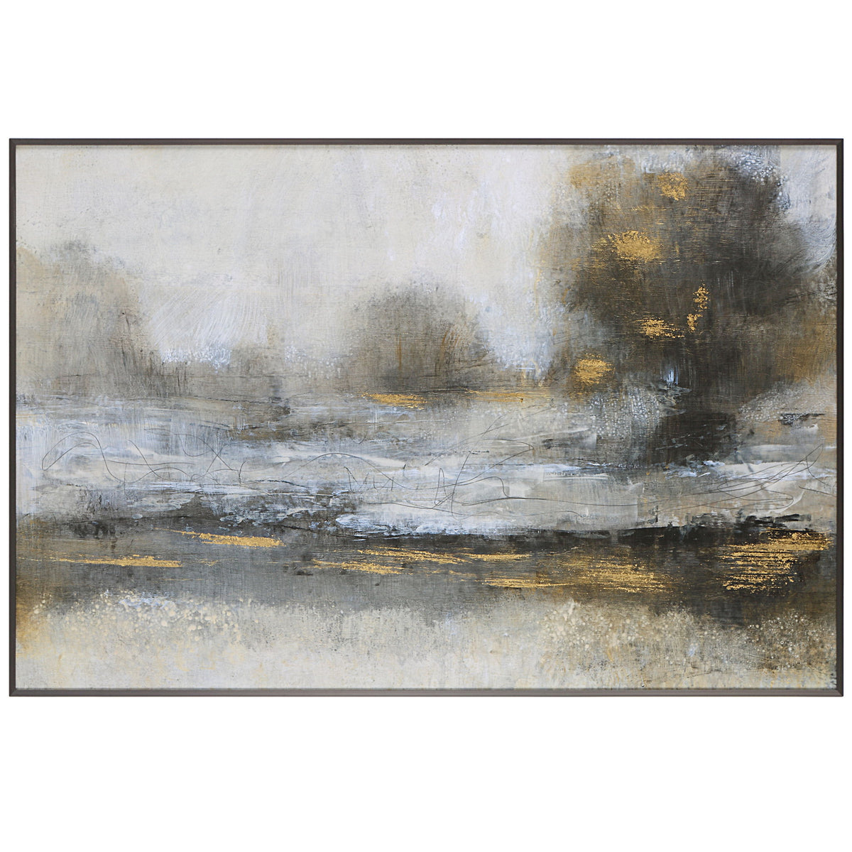 Gilt - Misty Landscape Framed Print - Silver