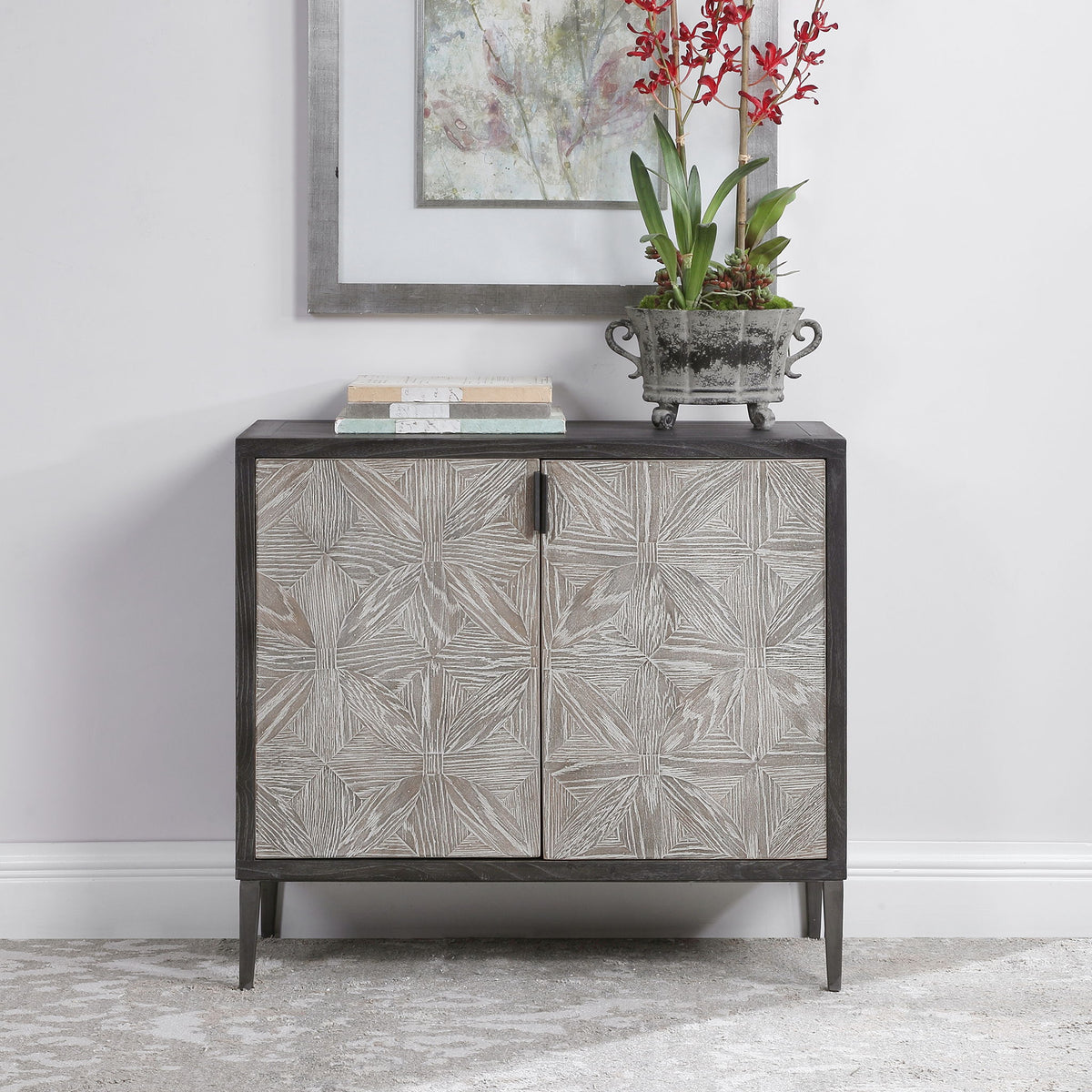 Laurentia - 2 Door Accent Cabinet - Black &amp; Silver