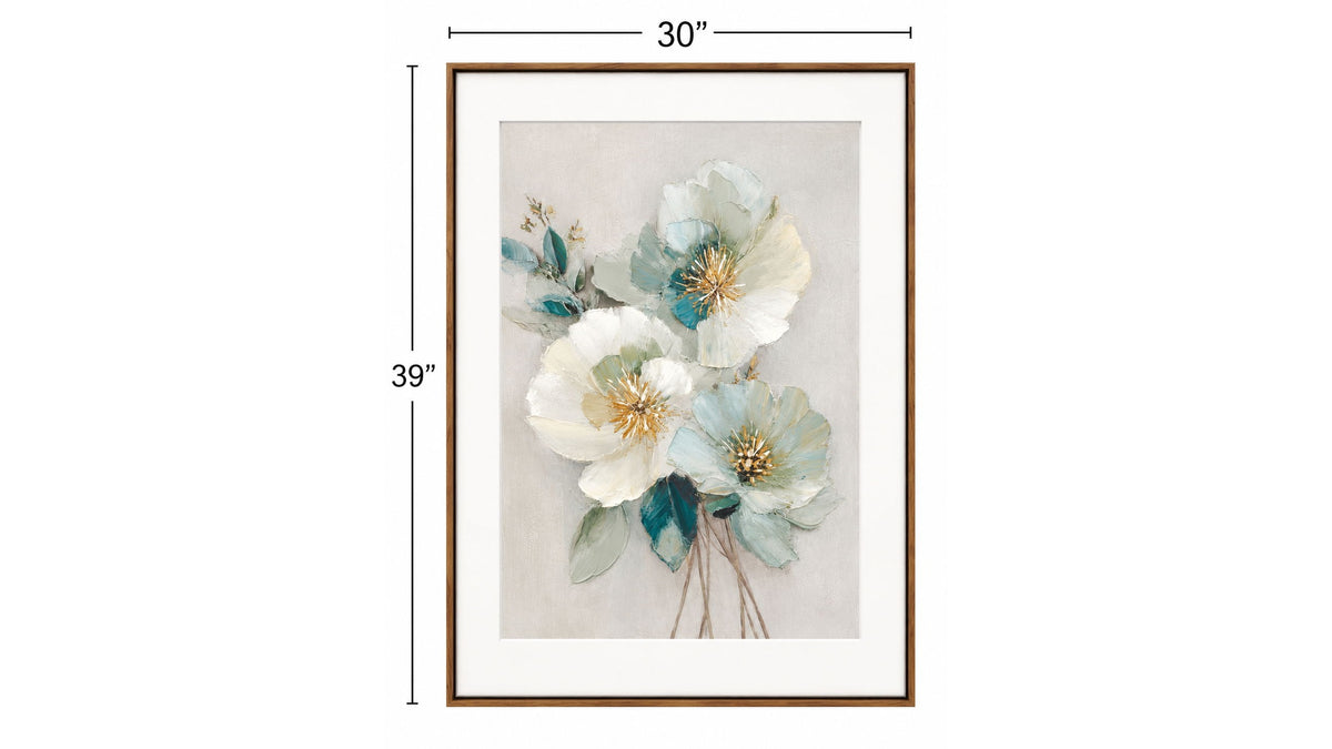 Floral Harmony I Framed Canvas - Beige