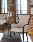 Sandy - Wing Back Armchair - Beige & Dark Brown