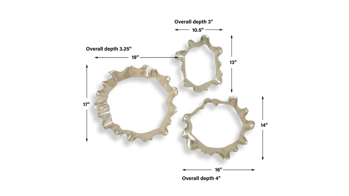 Ripple Effect - Wall Art (Set of 3) - Silver