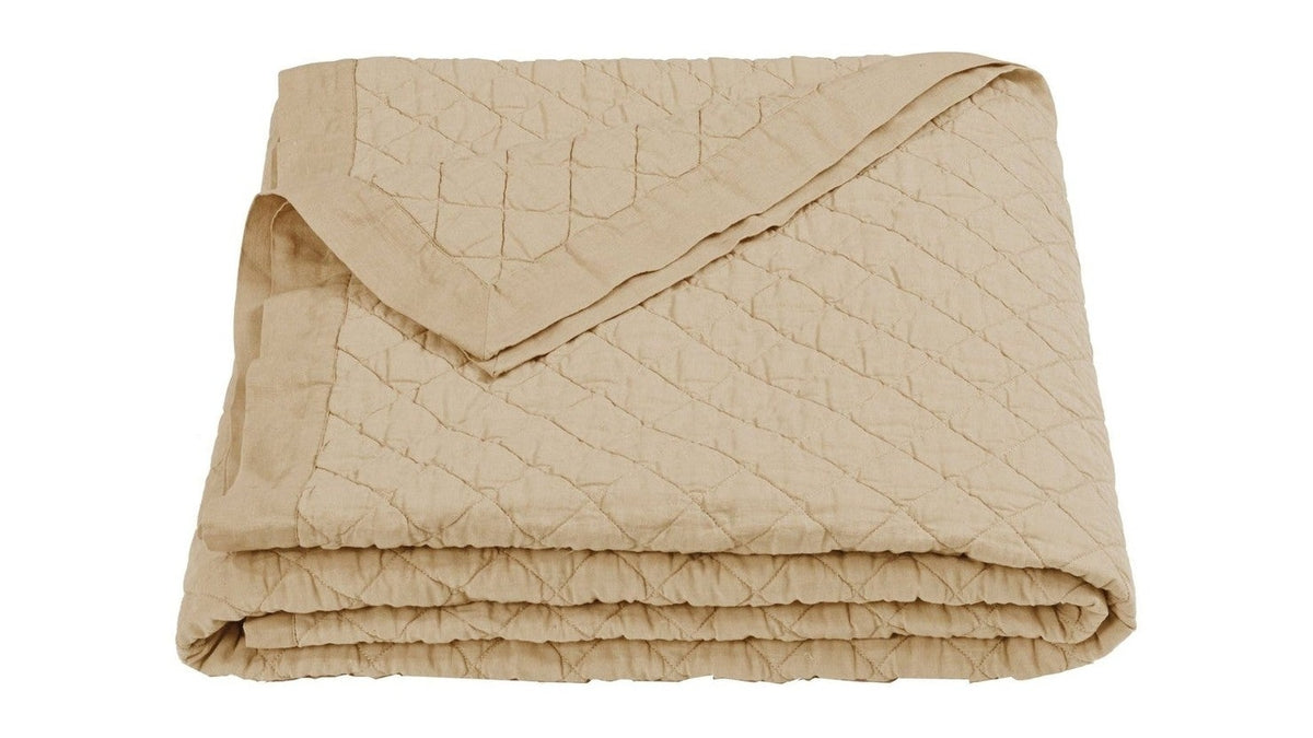 Diamond Linen - Full/Queen Linen Cotton Diamond Quilt - Khaki
