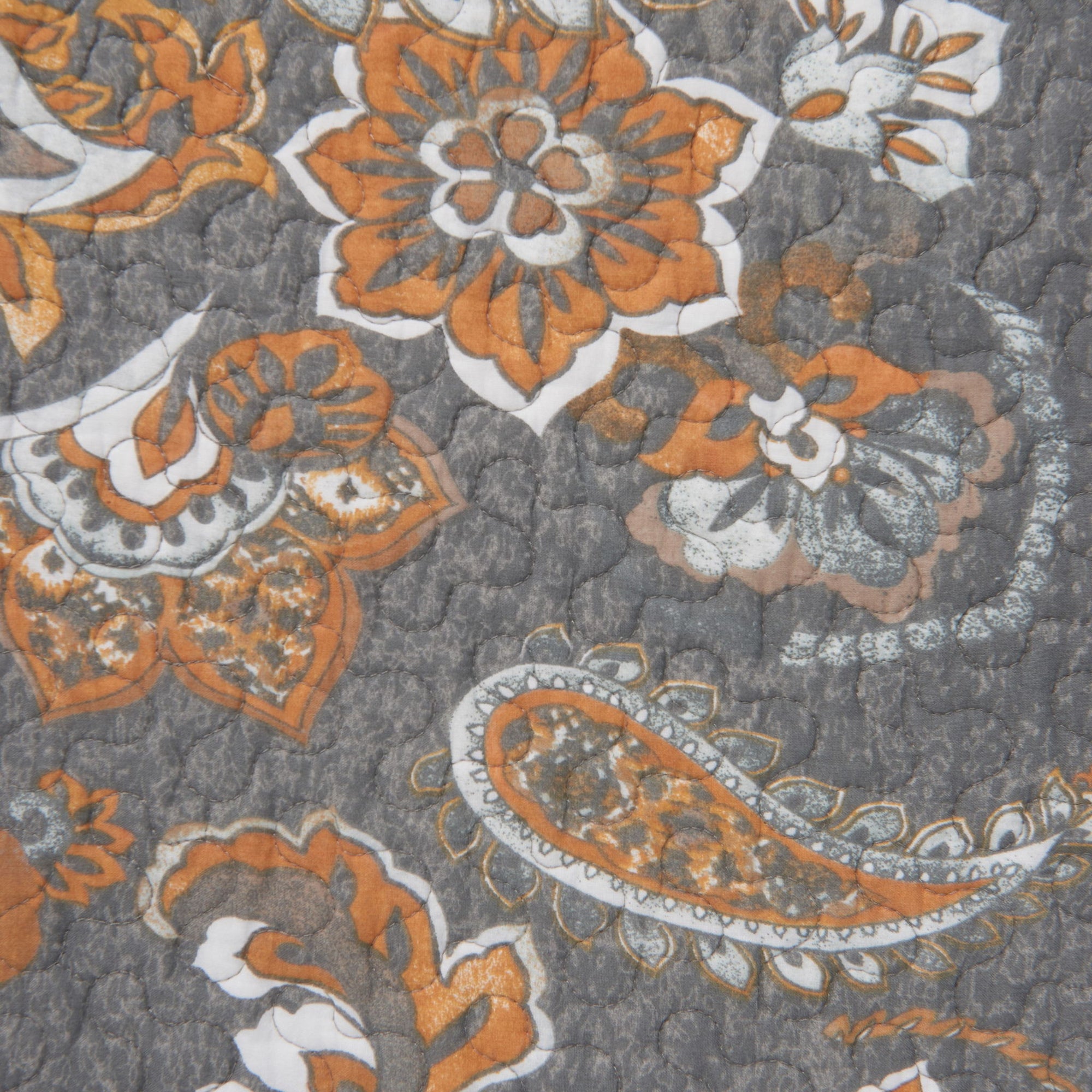 Abbie - Full/Queen Western Paisley Reversible Quilt Set (Set of 3) - Gray
