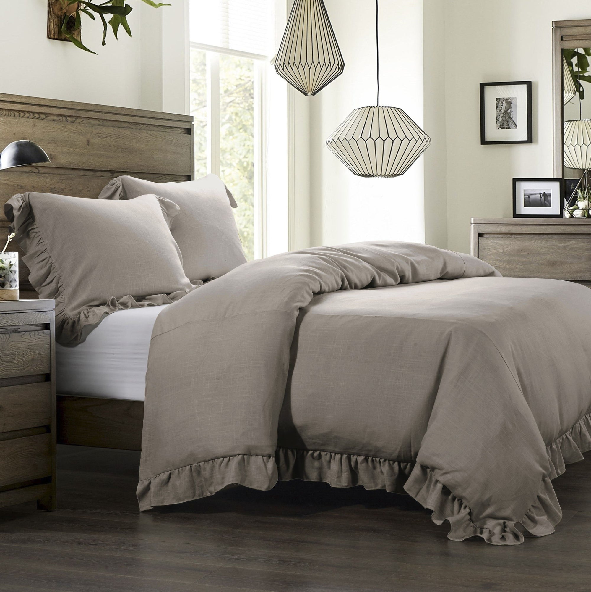 Lily - Queen Washed Linen Duvet Cover - Taupe
