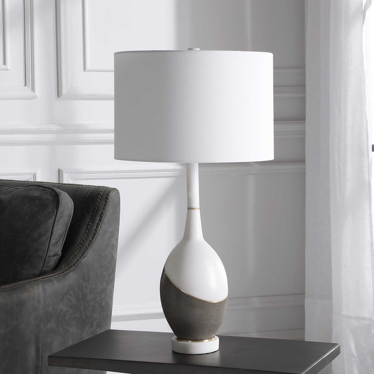 Tanali - Modern Table Lamp - White &amp; Gray