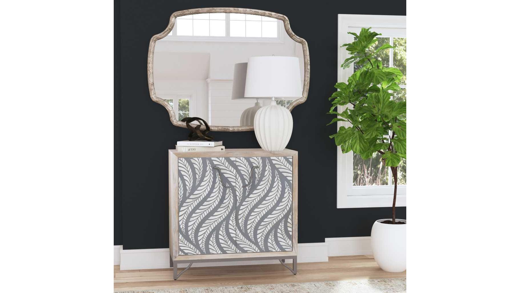 Leia - Bar Cabinet - White Mango / Ivory Bone / Gray