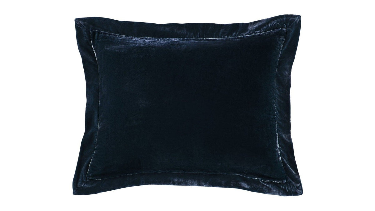 Stella - Faux Silk Velvet Flanged Dutch Euro Pillow - Midnight Blue
