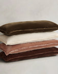 Stella - Faux Silk Velvet Long Lumbar Pillow - Green Ochre