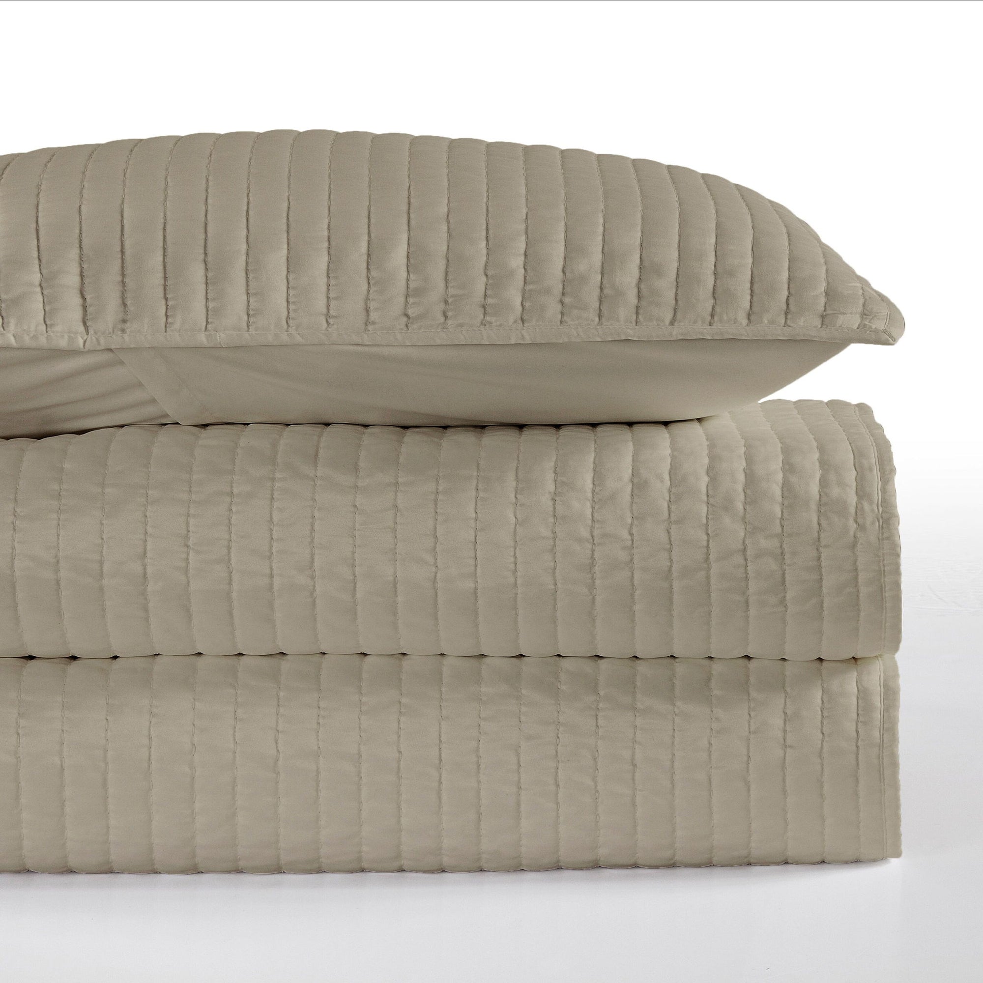 Satin Channel - Full/Queen Quilt Set (Set of 3) - Taupe
