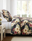 Peony - King Washed Linen Duvet Cover Set (Set of 3) - Charcoal