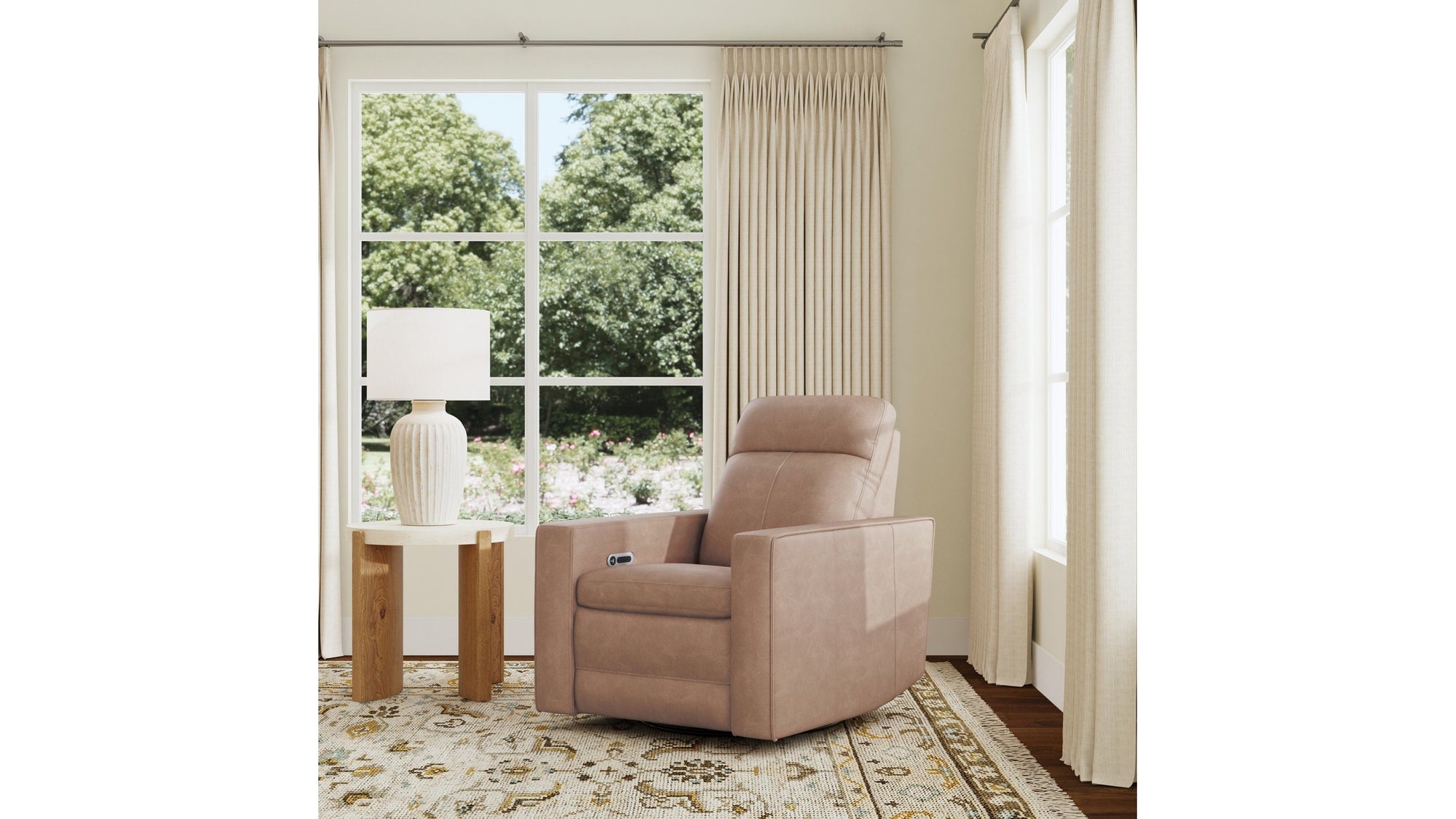 Dutch - Power Swivel Gliding Recliner With Power Headrest, Lumbar, Heat &amp; Massage