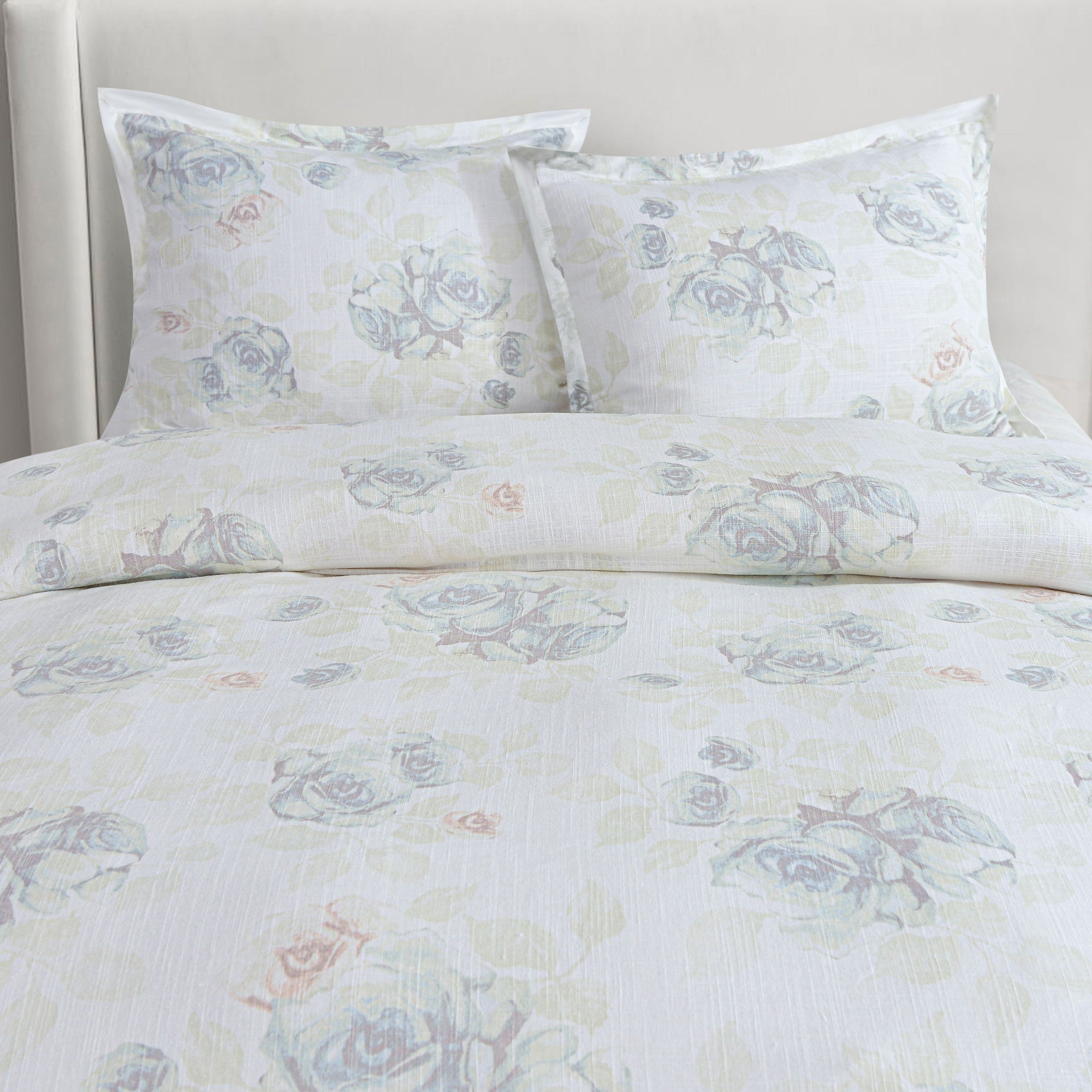 Rosaline - Queen Washed Linen Comforter Set (Set of 3) - White