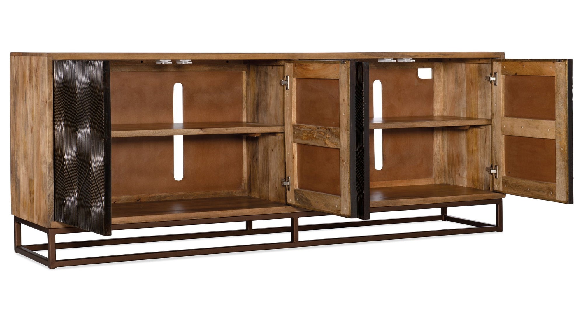 Swirl Door Entertainment Console - Light Brown / Dark Brown