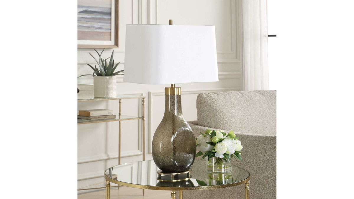 Shyla - Dark Glass Table Lamp - White