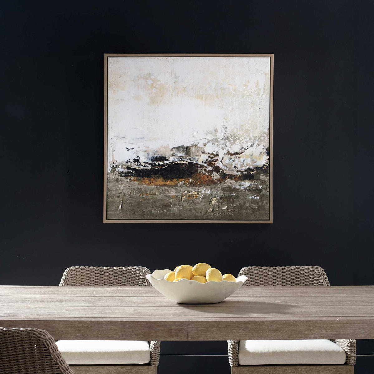 The Other Side - Framed Abstract Art - Black / Brown / Gray / Green / Orange / White / Yellow