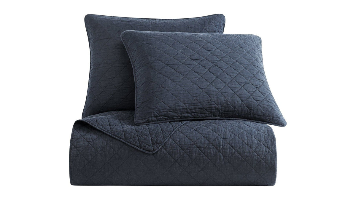 Cotton Comfort - Full/Queen Quilt Set Set of 3 - Navy