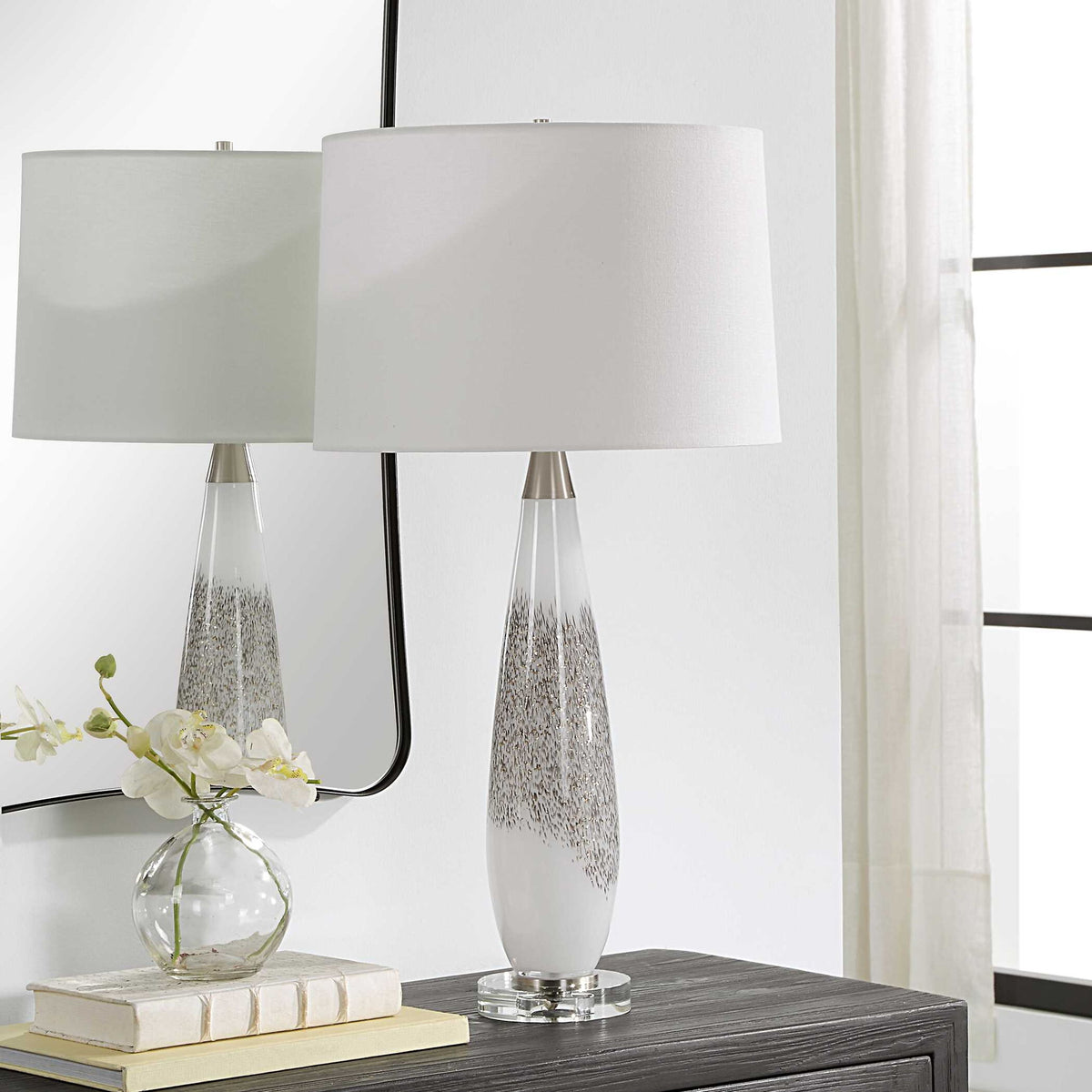Quinn - Table Lamp - White &amp; Silver