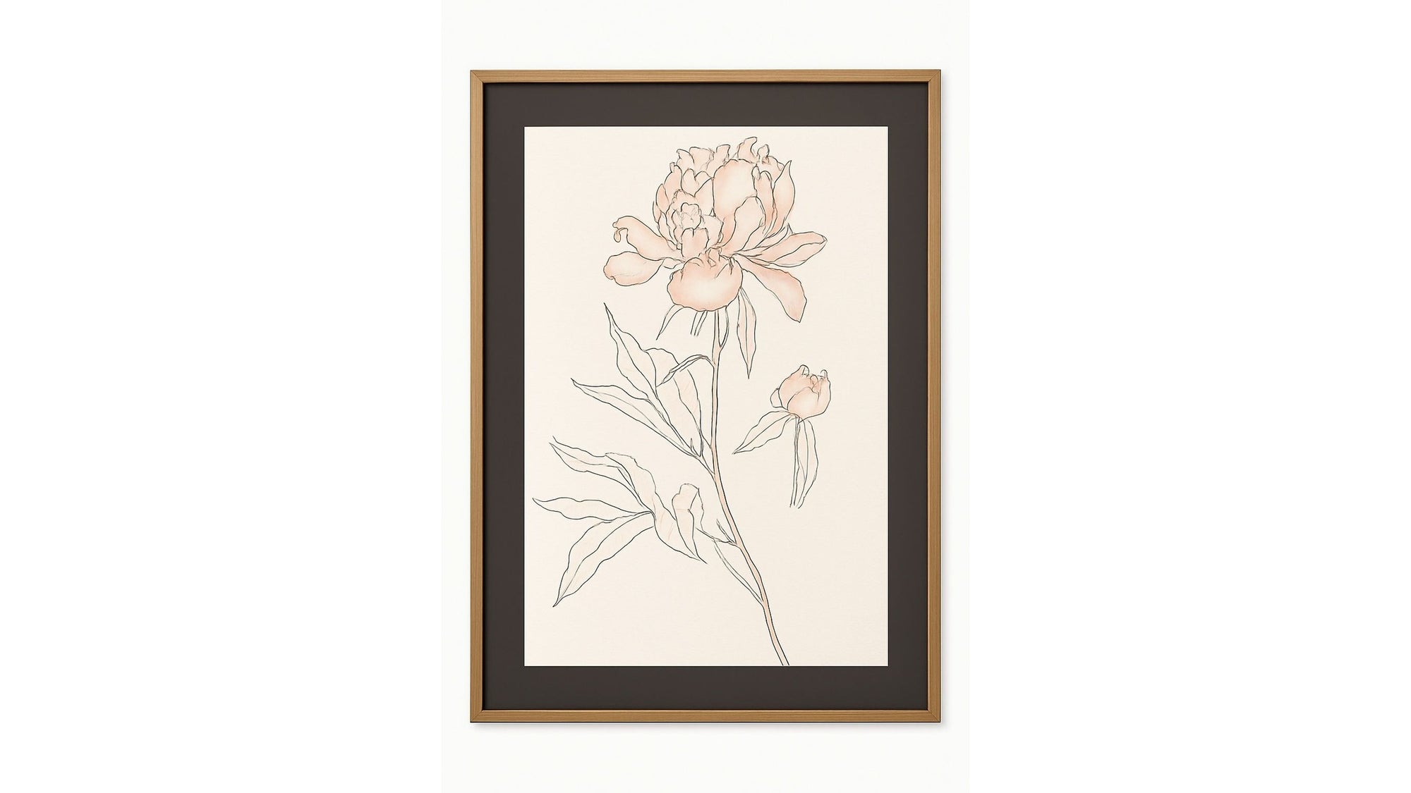Sketchbook Blooms Blossom Framed Print - Peach / Black / Brown