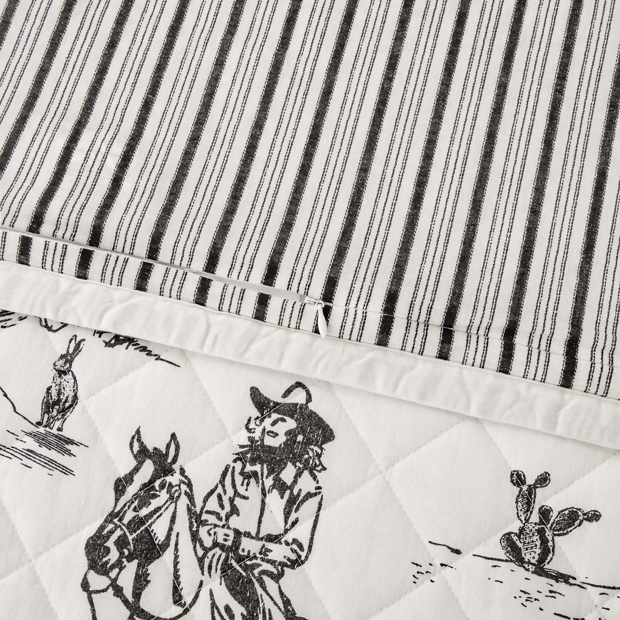 Ranch Life - Full/Queen Western Toile Reversible Quilt Set (Set of 3) - Black