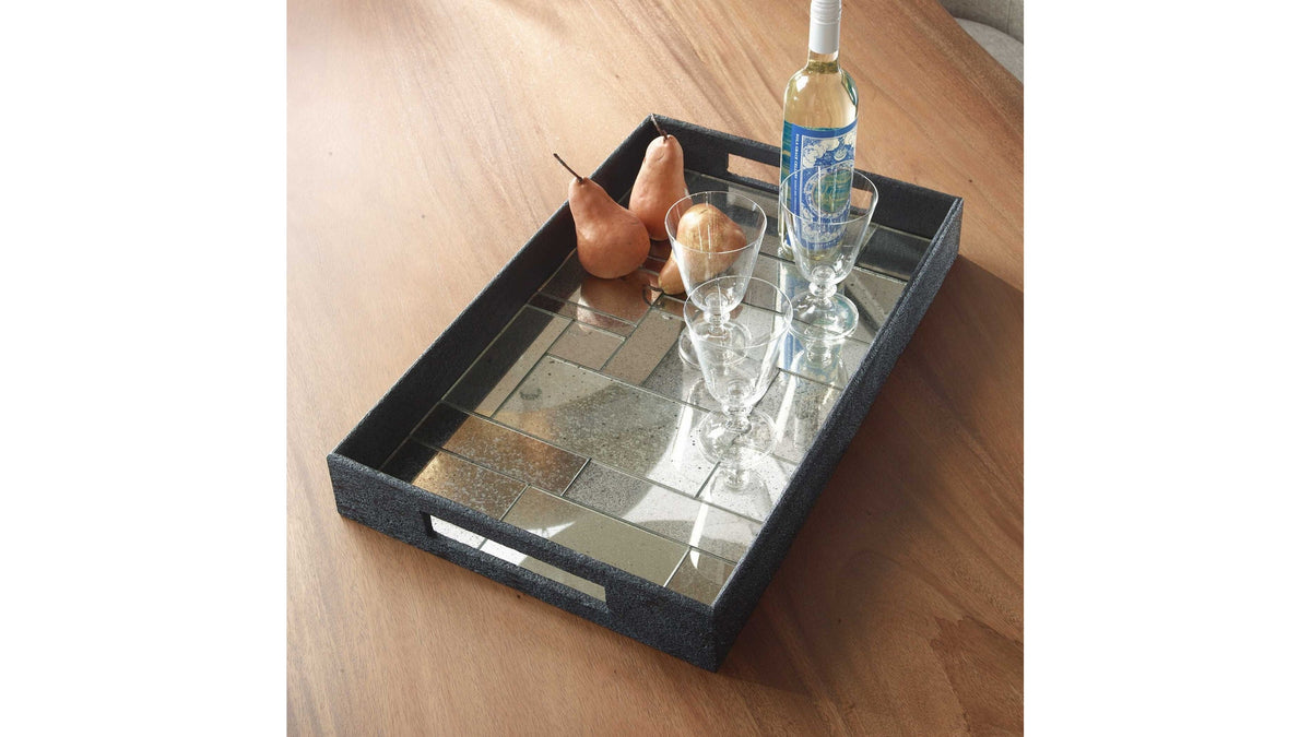 Modern - Mosaic Antique Mirrored Tray - Black