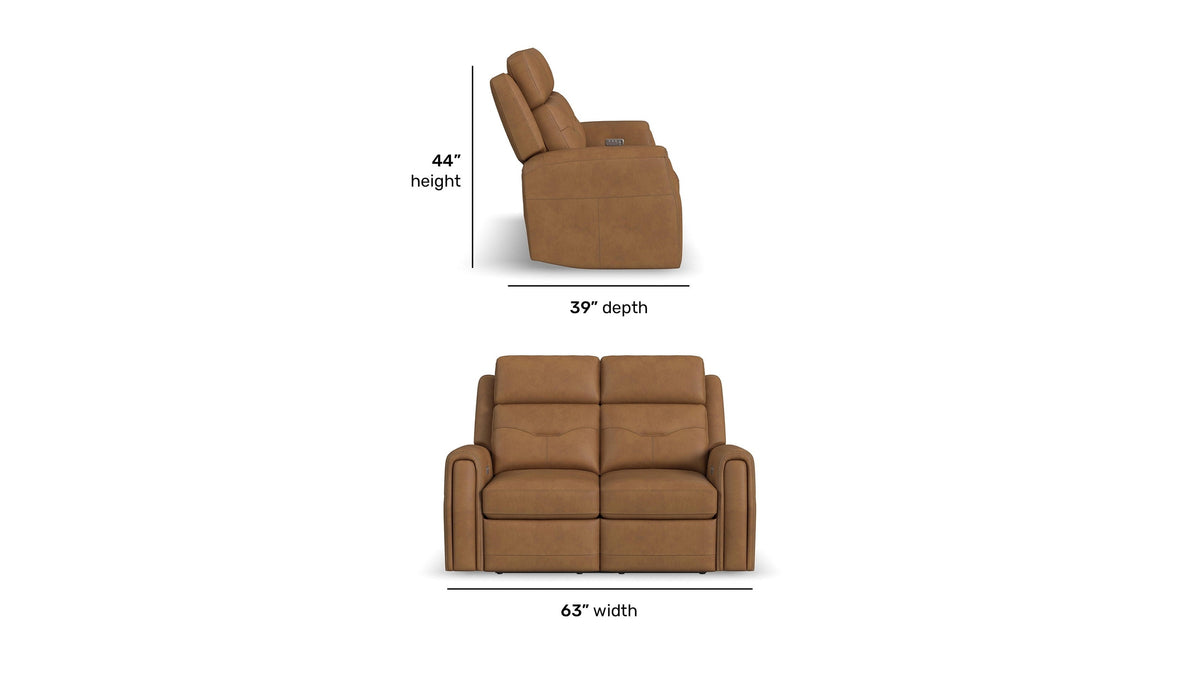 Felix - Power Reclining Loveseat With Console, Power Headrest, Lumbar, Heat &amp; Massage