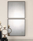 Matty Squares - Antiqued Square Mirrors Set of 2 - Black