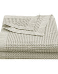 Stonewashed Cotton Waffle Weave - Twin Coverlet - Light Tan