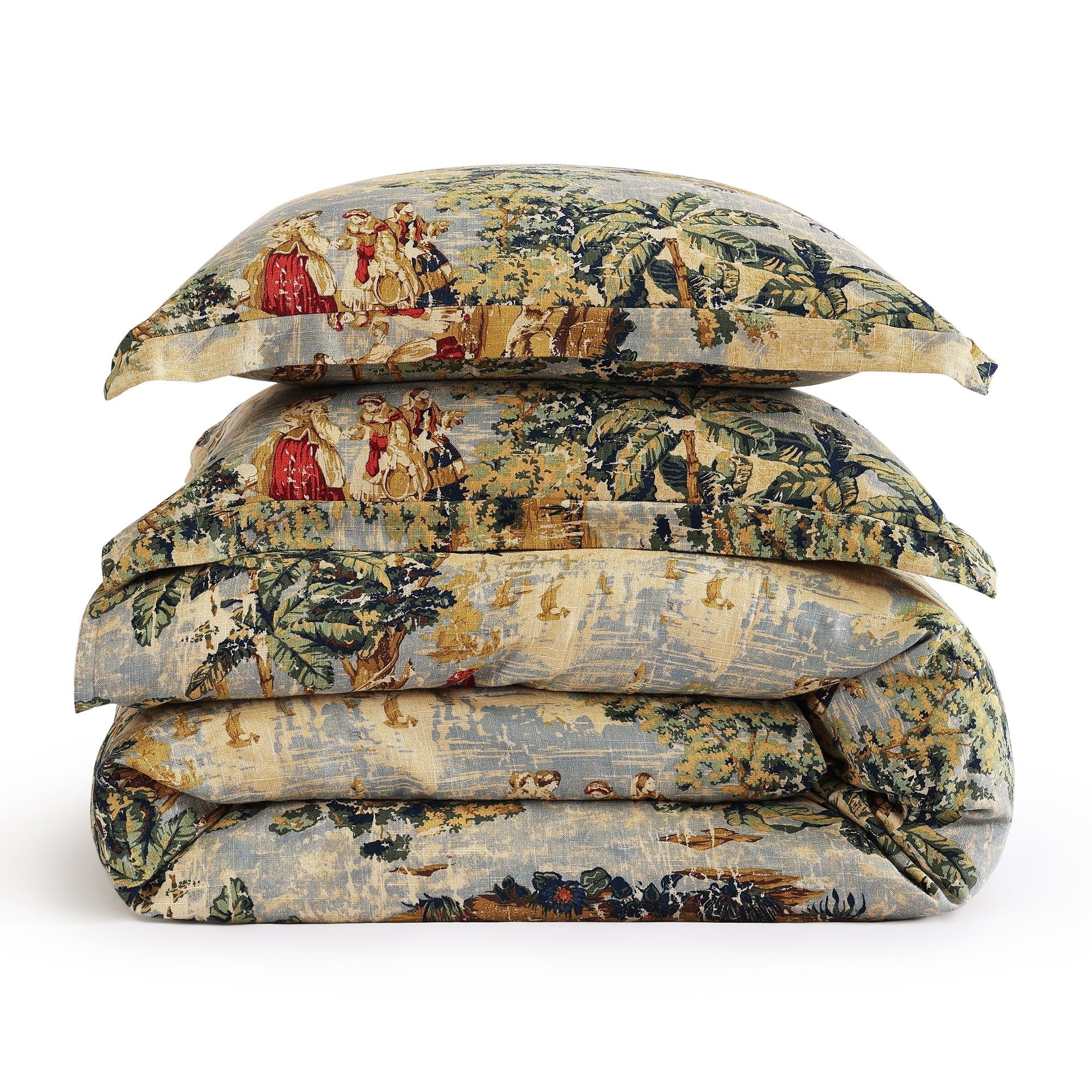 Provence - King Washed Linen Duvet Cover Set (Set of 3) - Multi Color