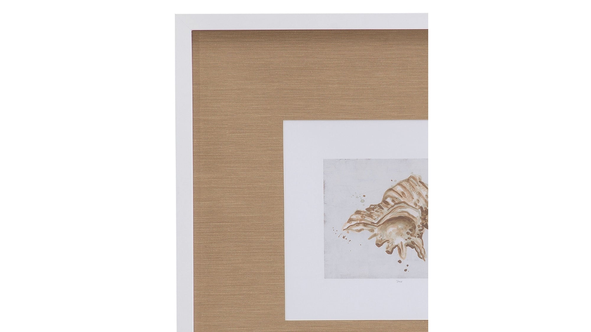 Neutral Shell Fresco III Framed Print - Light Brown / White